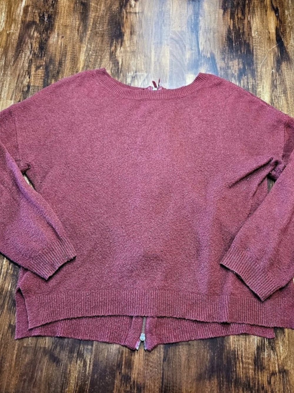 hinge Burgundy Zip Cardigan Size Medium